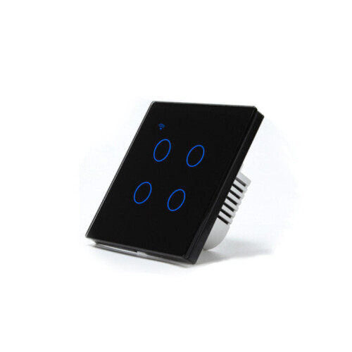 (Black) Smart Light Touch Switch 4Gang EU Wireless Remote Control Works with Alexa Google Home 2