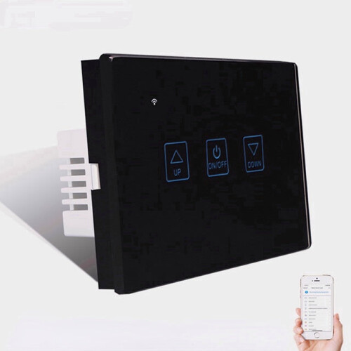(Black) Wireless Smart LED Dimmer Switch US Standard Wifi Smart Touch Deluxe Crystal Panel Switch Tuya App Remote Control