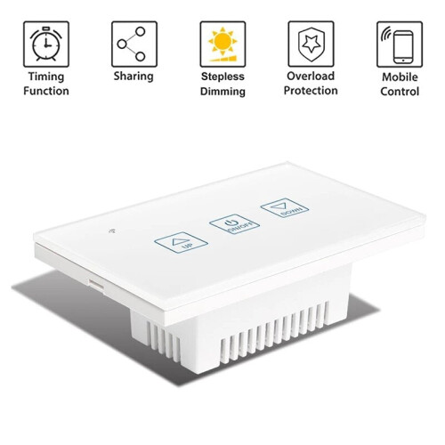 (Black) Wireless Smart LED Dimmer Switch US Standard Wifi Smart Touch Deluxe Crystal Panel Switch Tuya App Remote Control 2