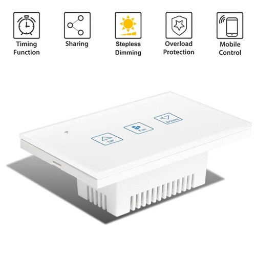(Black) WiFi+RF433 Smart Fan Speed Control Touch Switch US Standard Deluxe Crystal Panel Switch Tuay App Remote Control 2