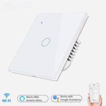 (White) Smart Light Touch Switch 1Gang EU Wireless Remote Control Works with Alexa Google Home
