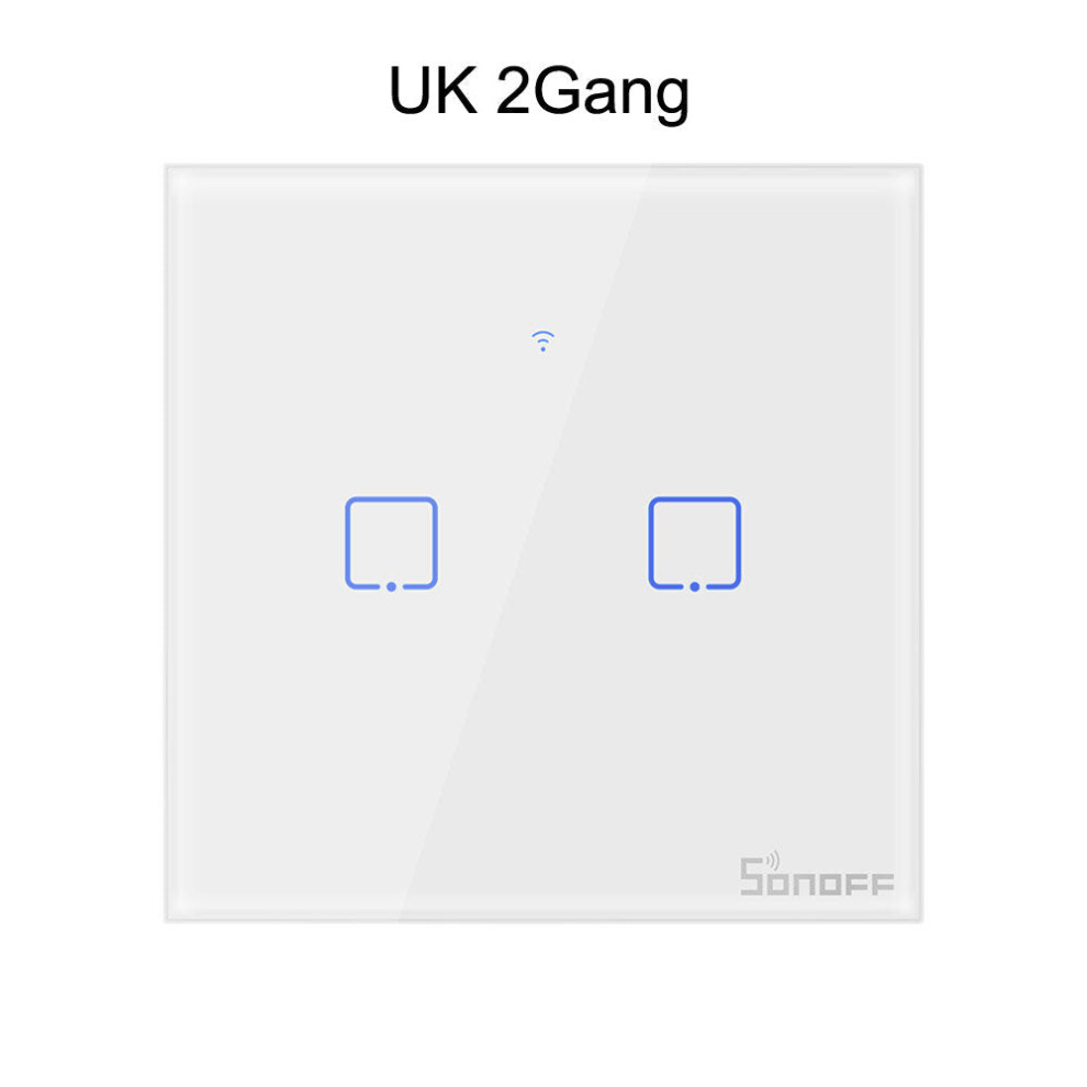 (Uk 2Gang) Wifi Wall Switch Rf Smart Wall Touch Switch For Smart Home Work With Alexa Google Home,Eu/Us/Uk Ac 100-240V 1/2/3 Gang 433Mhz 6112211880389