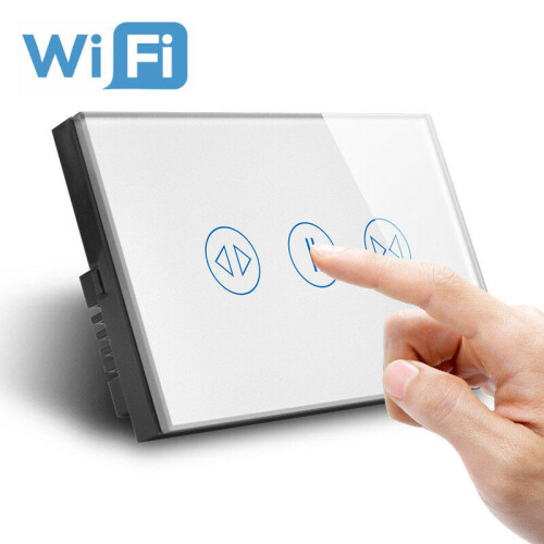 (White) US Standard Smart Home System Luxury Galss Panel Electric Touch Curtain Wall Switch 2