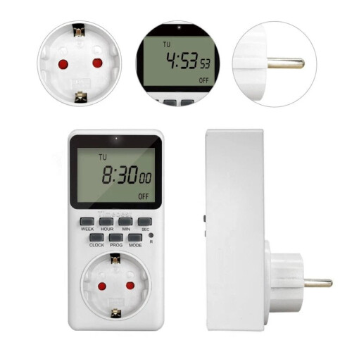 (EU Plug) EU Plug Outlet Electric Digital Socket Timer Plug 220V Time Control Countdown Socket Timer Switch 1
