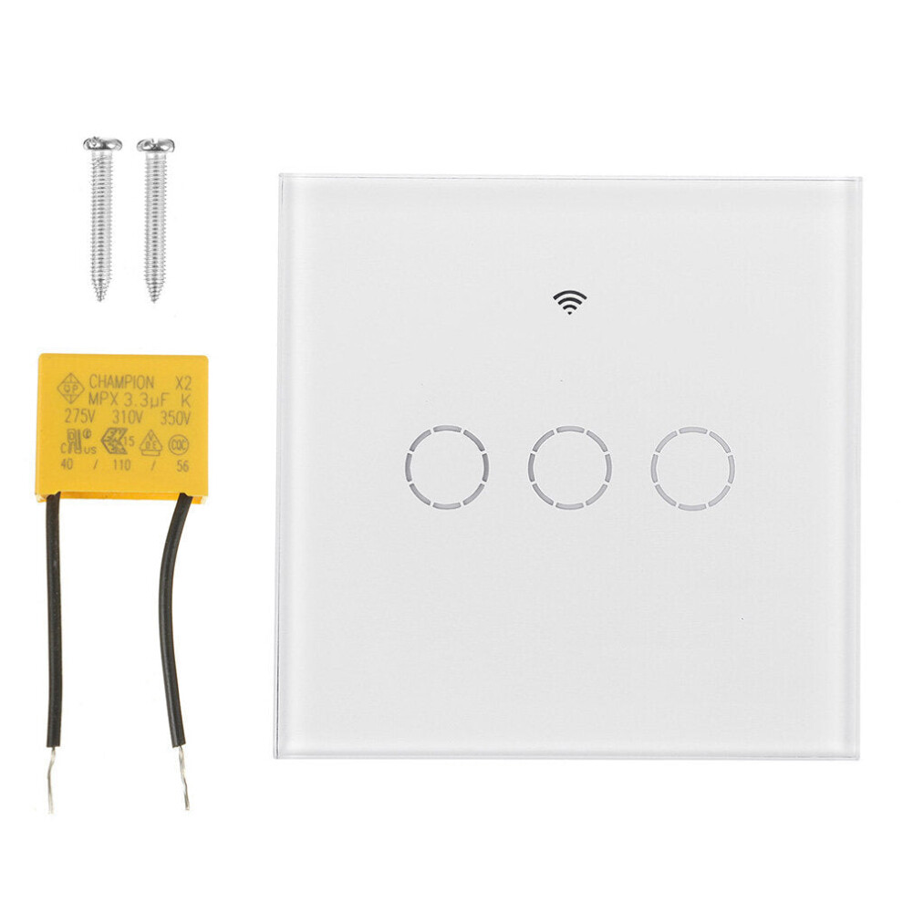 (3CH) EU/UK 1/2/3 Gang eWelink WIFI Smart Wall Light Switch Touch Panel APP Remote Control Switch Single Live Wire No Neutral Line Switch