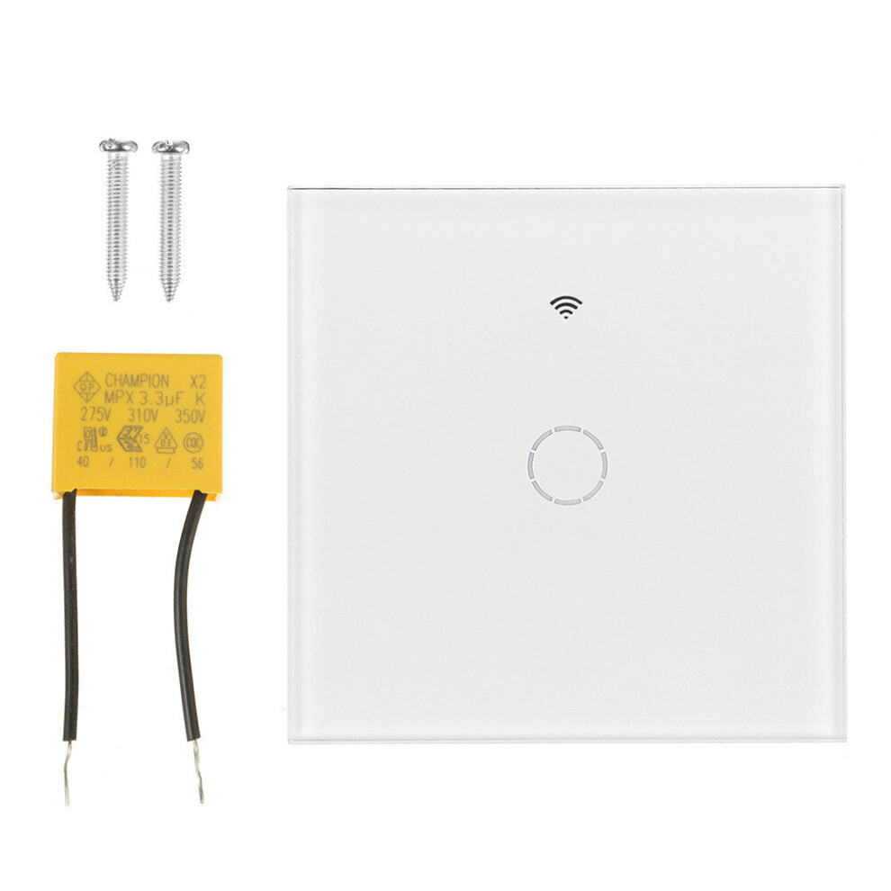 (1CH) EU/UK 1/2/3 Gang eWelink WIFI Smart Wall Light Switch Touch Panel APP Remote Control Switch Single Live Wire No Neutral Line Switch