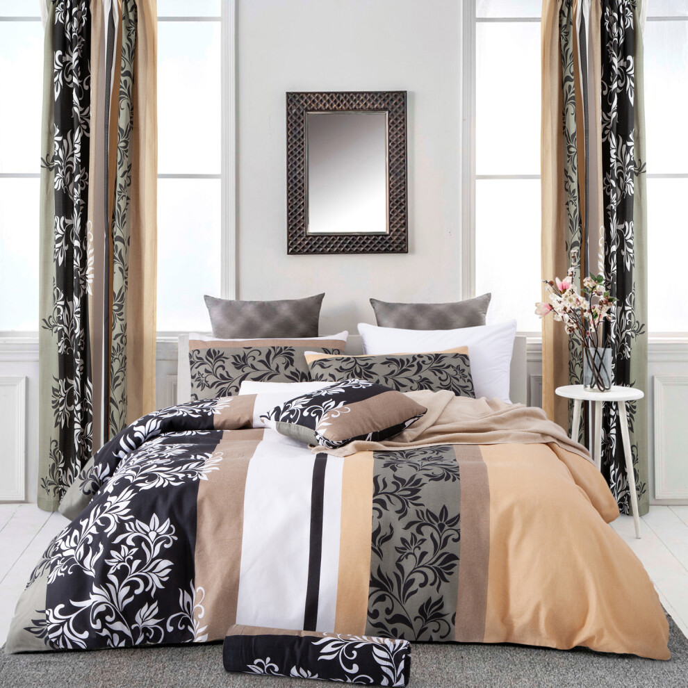 (Double: 200 x 200 cm, Jeremy) Reversible Printed 4-Piece Duvet Cover Bedding Set with Fitted Sheet