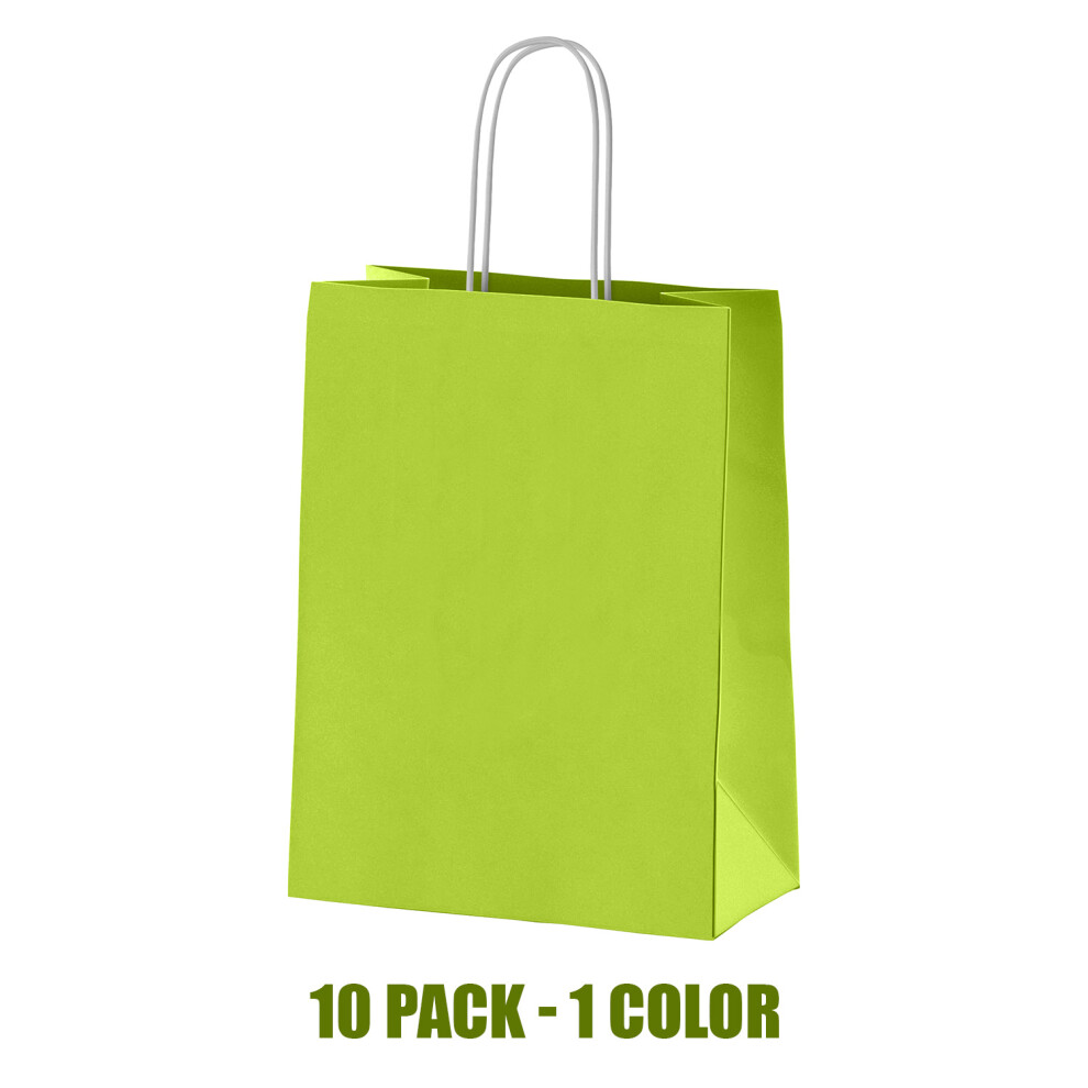 (Green Paper Bags) 10 Pack Strong Paper Carrier Bags - Twist Handles - Gift, Shop, Party, Takeaway