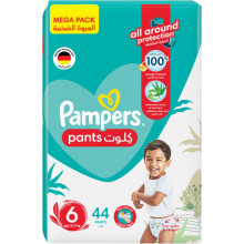 Pampers Pants Baby Dry Diapers With Aloe Vera Lotion Size 6, 16-21kg, 44 Nappies | 360 Fit | 100% Leakproof |NO RASHES |Comfortable Skin