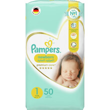 Pampers Premium Care Newborn Taped Diapers Size 1, 2-5kg, 50 Nappies |Unique Softest Absorption for Ultimate Skin Protection |Skin Breathe Freely
