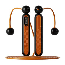 (Orange) Intelligent Counting Dual-Purpose Cordless&Corded Jumping Rope Built-in Weight Block Unisex Skipping Rope Fitness Exercise Equipment
