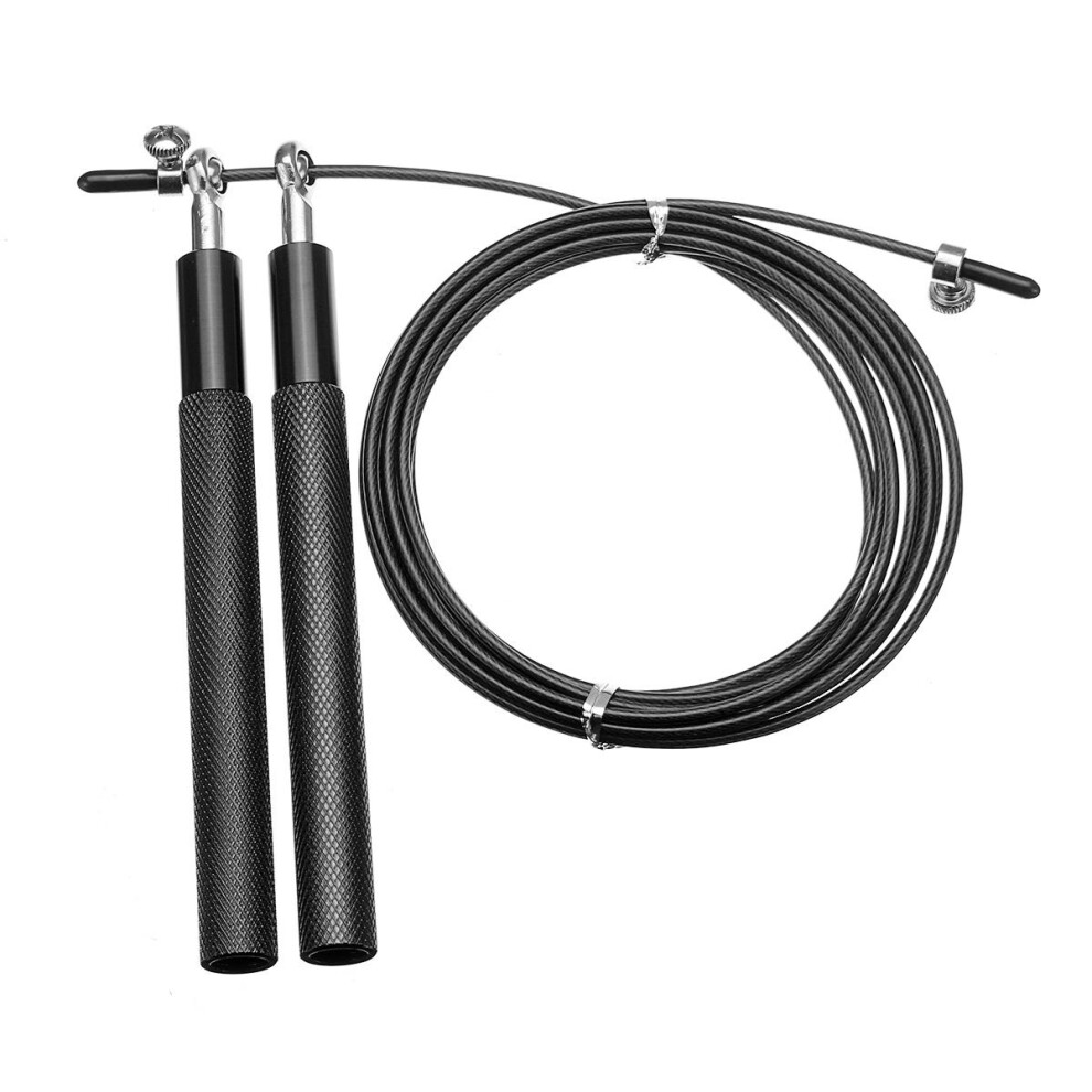 (Black) Aluminum Speed Rope Jumping Sports Fitness Exercise Skipping Rope Cardio Cable