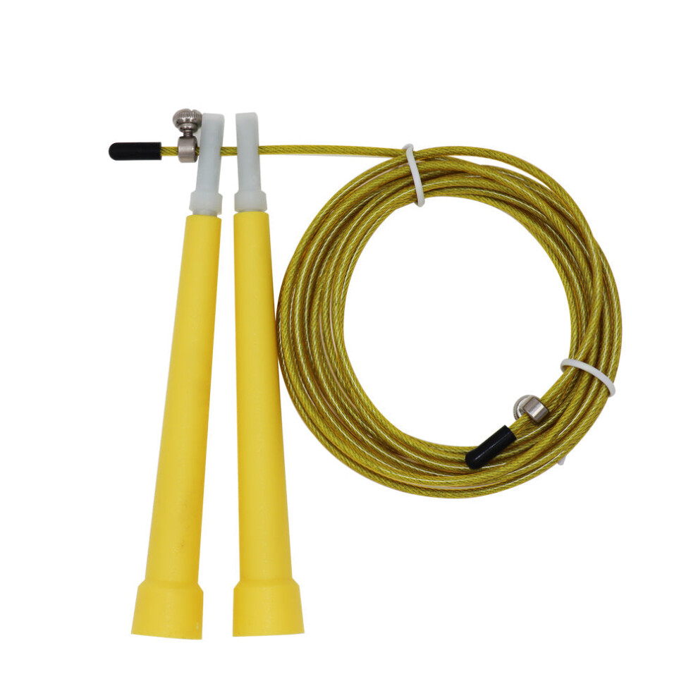 (Yellow) Steel Wire Skipping Skip Adjustable Jump Rope Fitnesss Equipment Exercise Workout 3 Meters