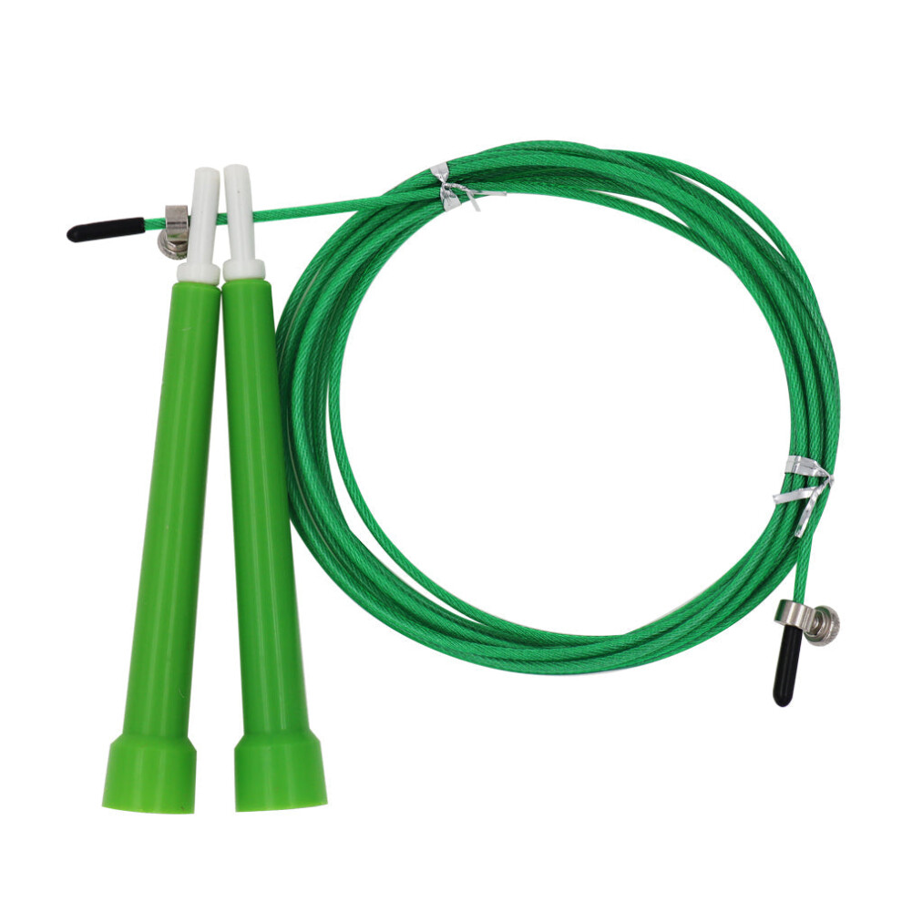 (Green) Steel Wire Skipping Skip Adjustable Jump Rope Fitnesss Equipment Exercise Workout 3 Meters