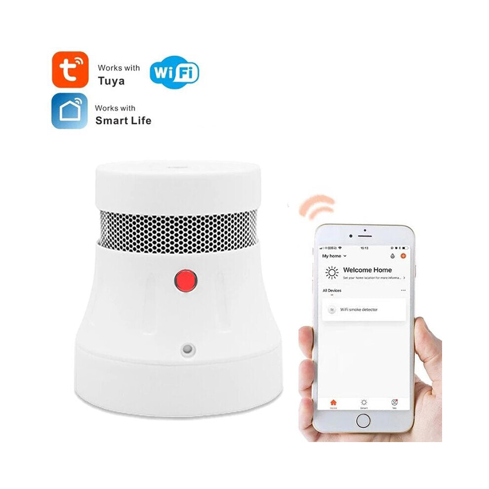 Smart Smoke Detector WiFi Smoke Sensor Networked Smoke Alarm Work with Smart Life Tuya APP