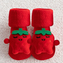 (0-1T, Strawberry) Baby Christmas Socks For Newborns Infant Short Socks Kids Children's Socks For Girls Boys Non-slip Print Cotton Toddler Clothing