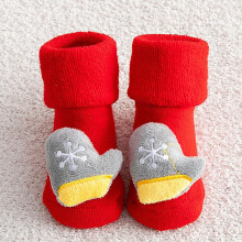 (0-1T, Gloves) Baby Christmas Socks For Newborns Infant Short Socks Kids Children's Socks For Girls Boys Non-slip Print Cotton Toddler Clothing
