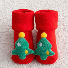 (0-1T, Christmas tree 1) Baby Christmas Socks For Newborns Infant Short Socks Kids Children's Socks For Girls Boys Non-slip Print Cotton Toddler Clothing