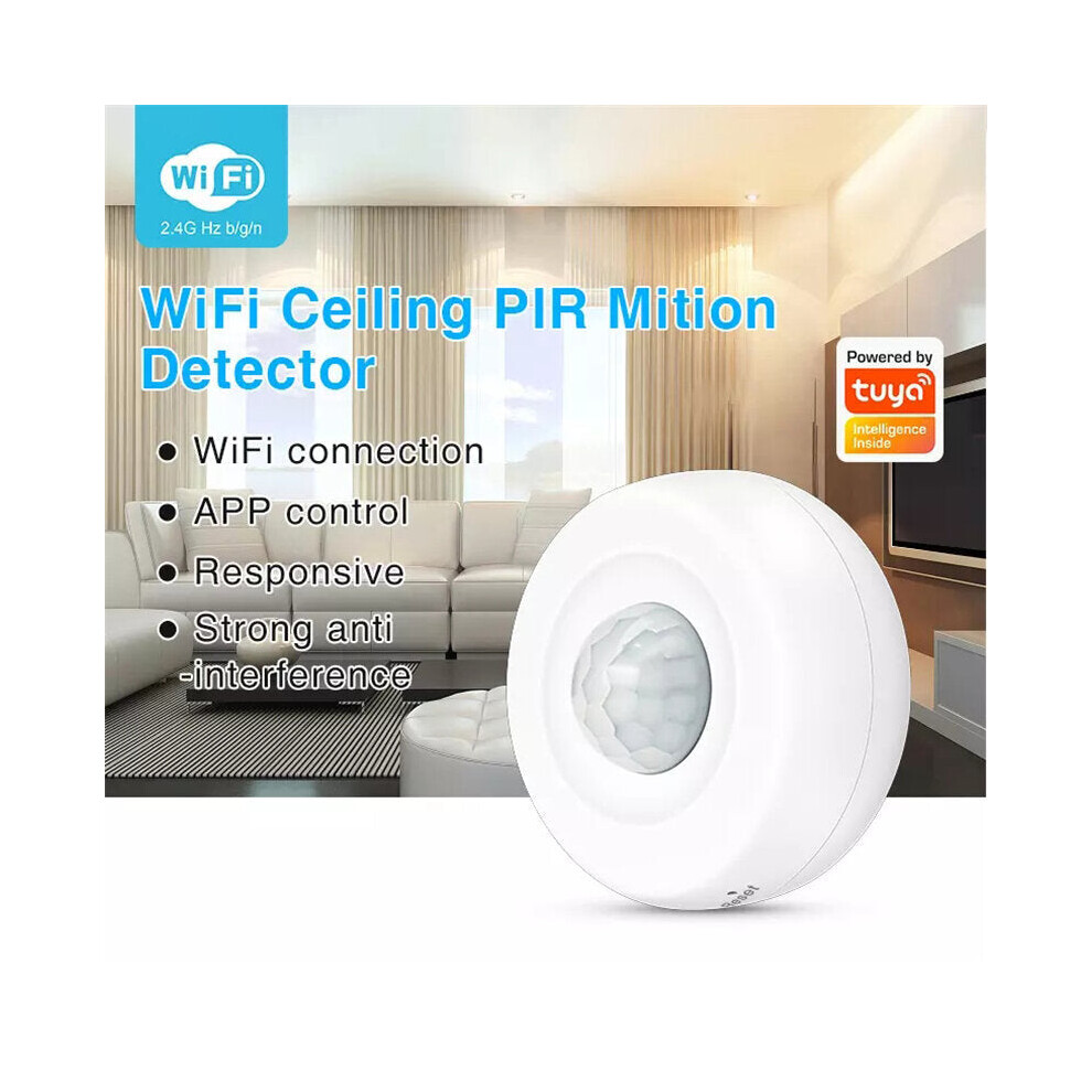 Wireless WIFI Ceiling PIR Mition Detector PIR Alarm Sensor Human Body Infrared Security Detector Work with Smart Life Alexa Google Home