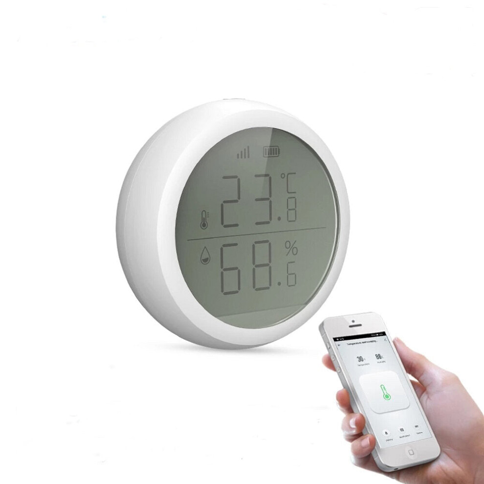 Greenzech Smart Temperature And Humidity Sensor Lcd Display Battery Powered With Smart Life App Alexa Google Home