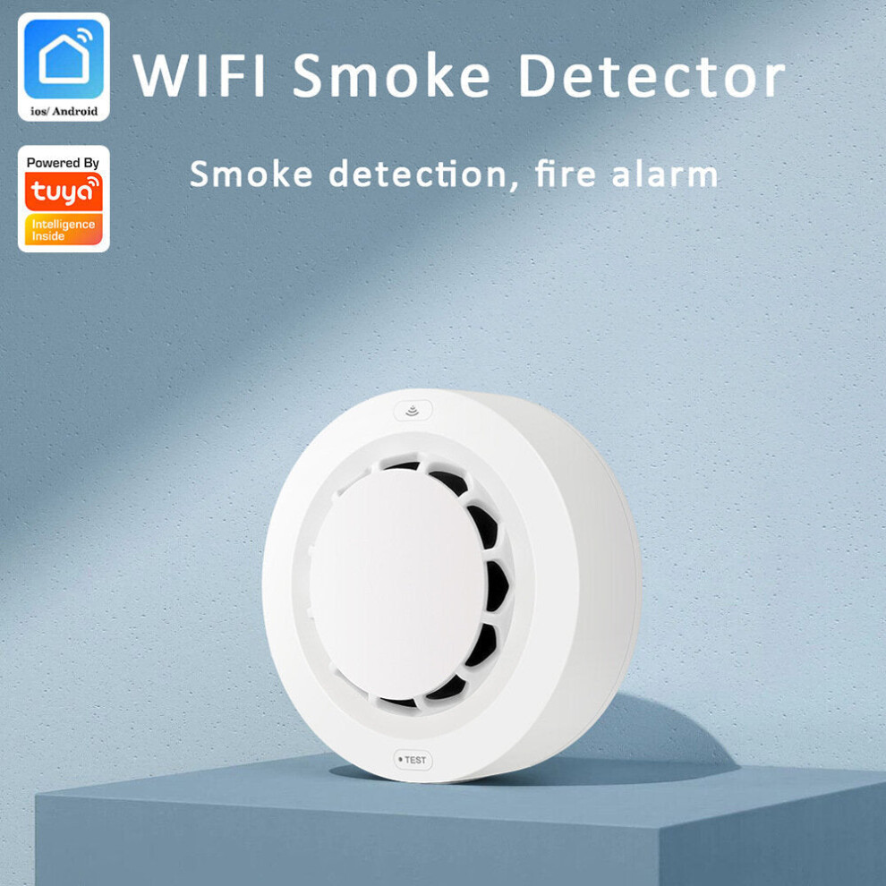 WiFi Smoke Detector Sensor Wireless Fire Smoke Alarm App Smart Remote Control 80dB Alarm Sound Works With Smart Life