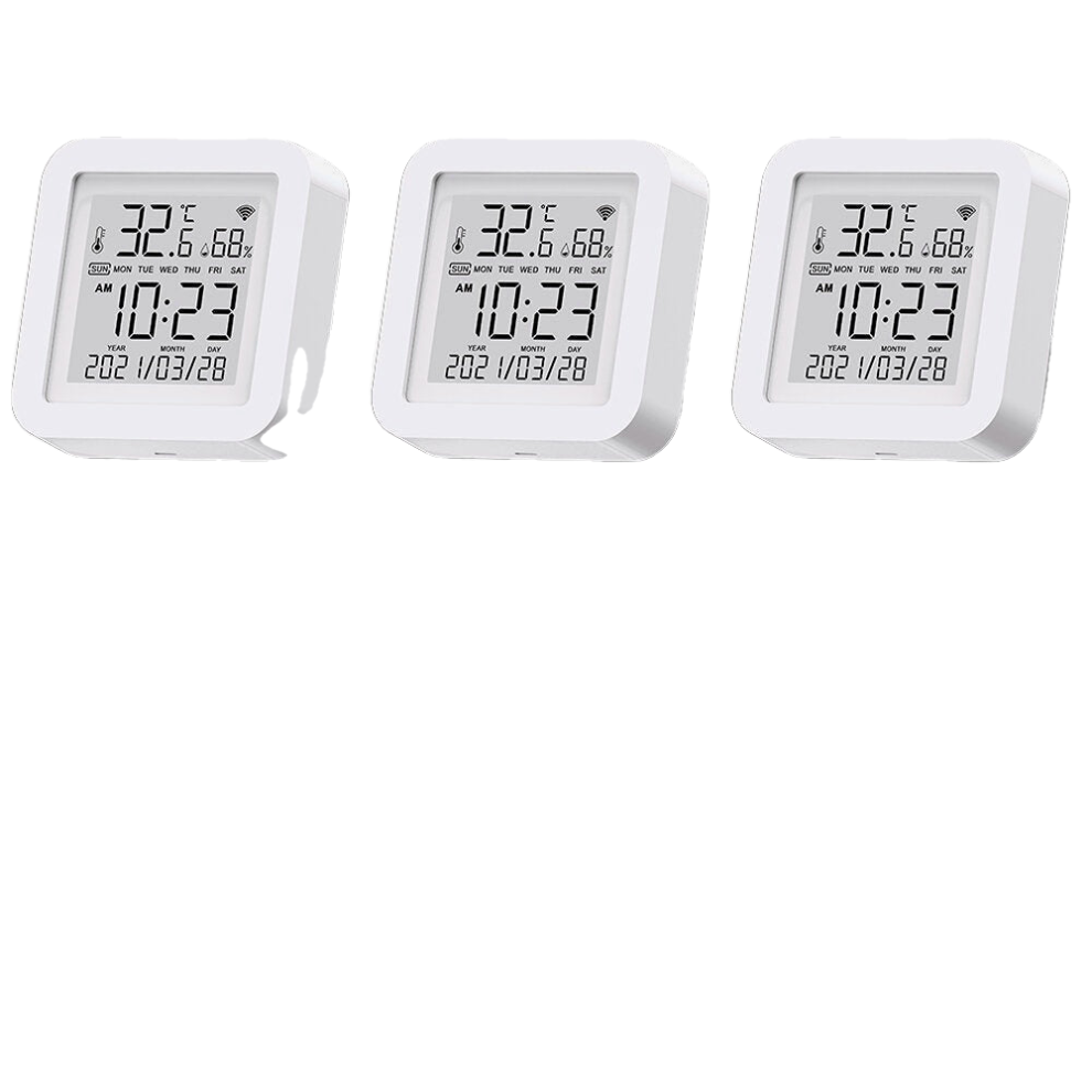 Greenzech (3 Pcs) Wifi Wireless Temperature And Humidity Sensor Indoor Smart Digital Display Electronic Thermometer Works With Alexa And Google Home