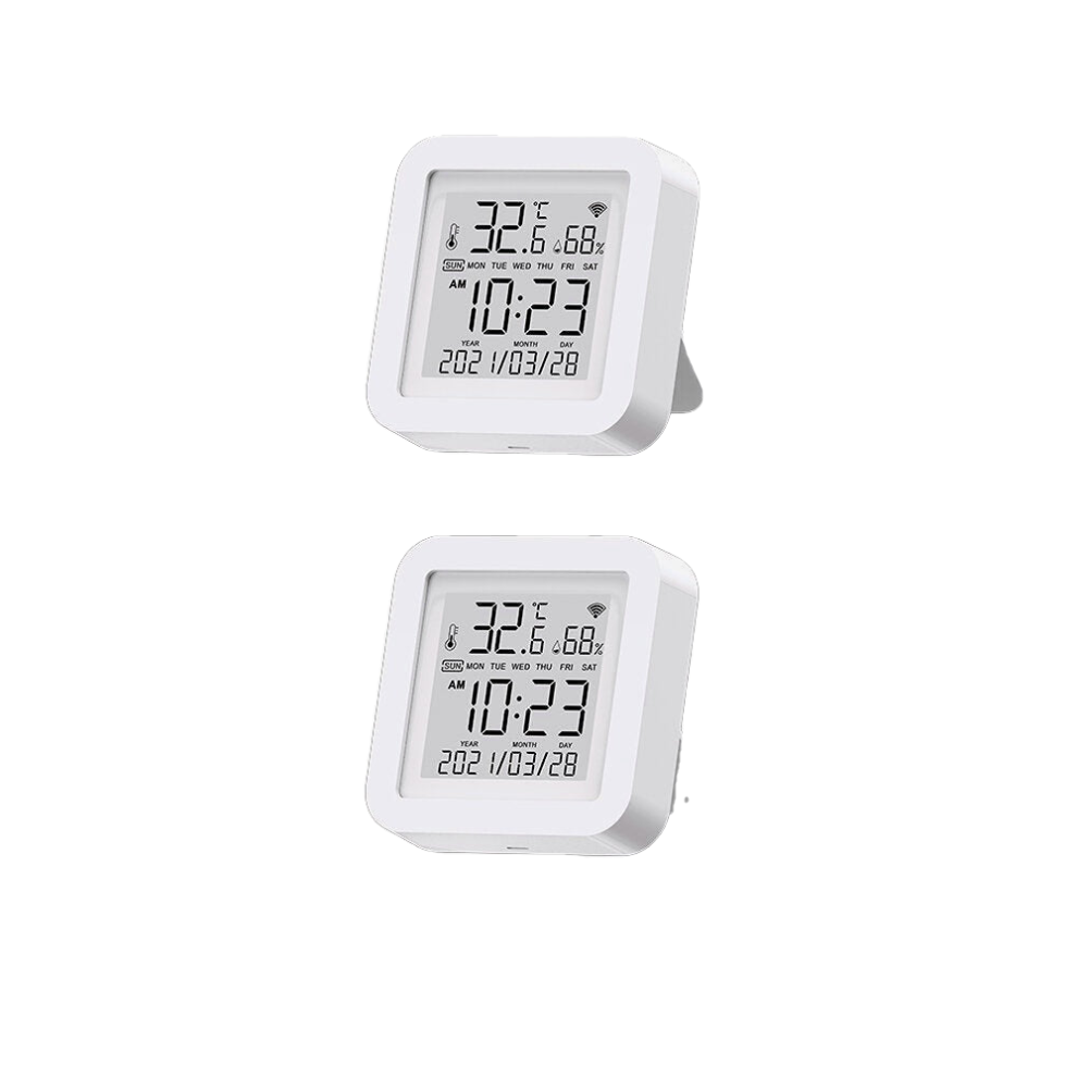 Greenzech (2 Pcs) Wifi Wireless Temperature And Humidity Sensor Indoor Smart Digital Display Electronic Thermometer Works With Alexa And Google Home
