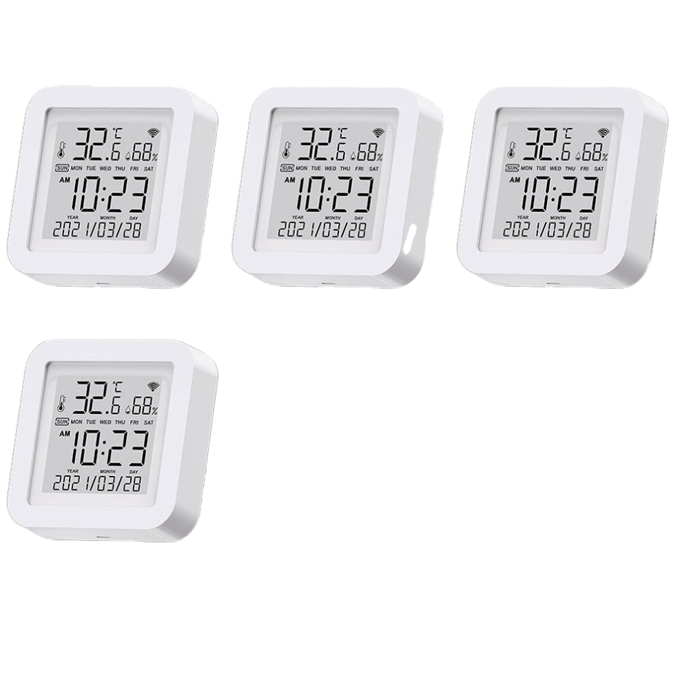 Greenzech (4 Pcs) Wifi Wireless Temperature And Humidity Sensor Indoor Smart Digital Display Electronic Thermometer Works With Alexa And Google Home