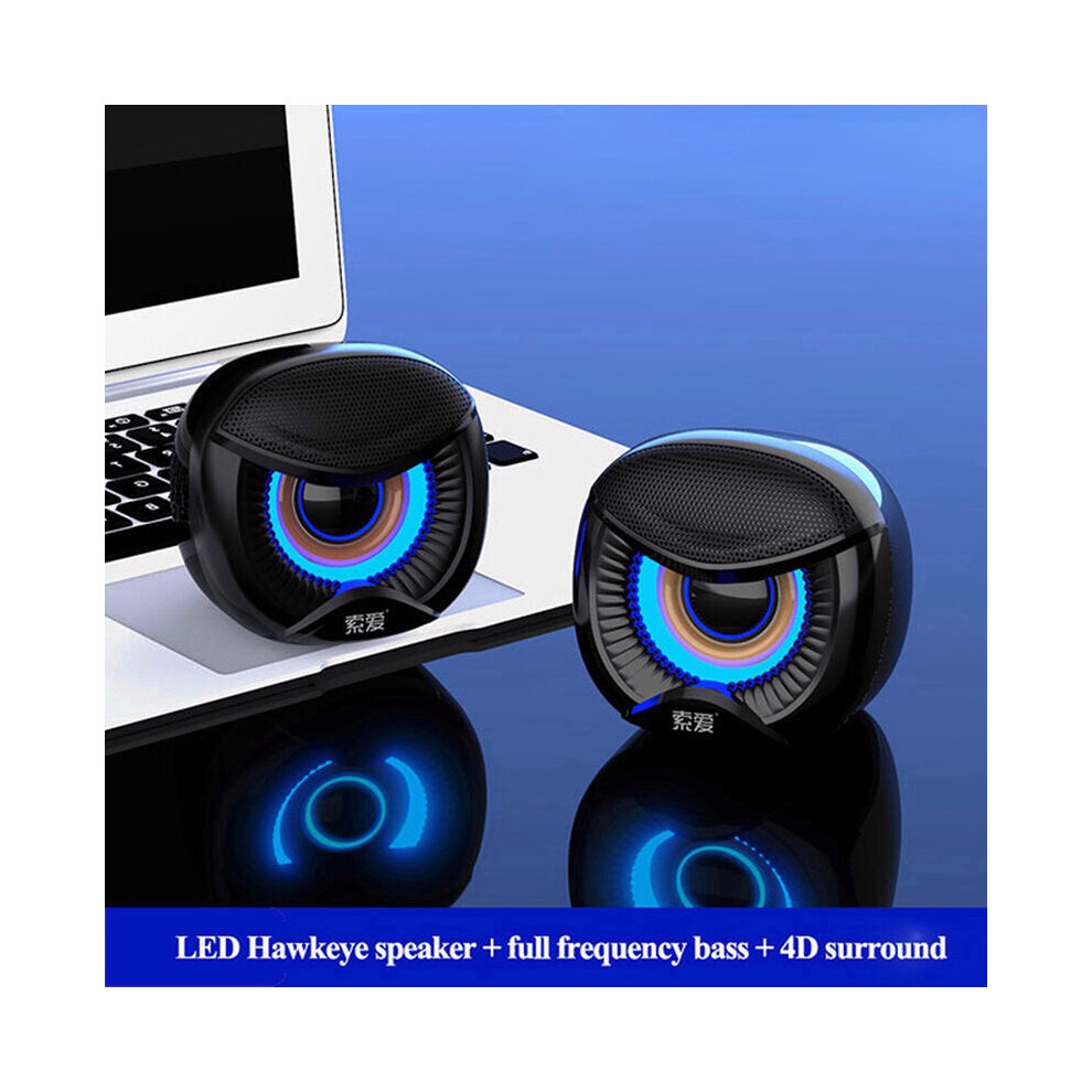 (standard version with light) Mini Computer Speaker USB Wired Bluetooth Loudspeakers Speakers 4D Stereo Sound Surround Soundbox for PC Laptop Notebook