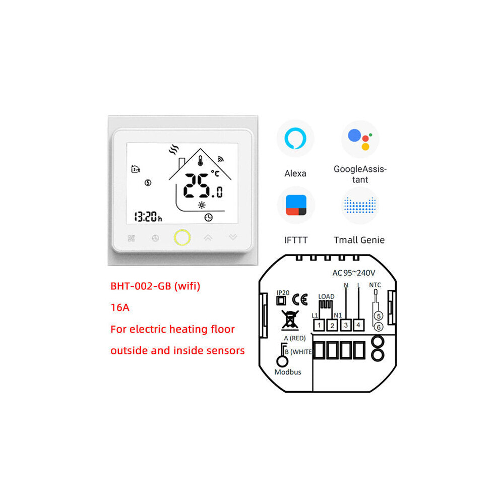 (GBLWWifi-White) Wifi Smart Thermostat 3A Temperature Controller APP Remote Control for Water/Gas Boiler Work With Alexa Google Home