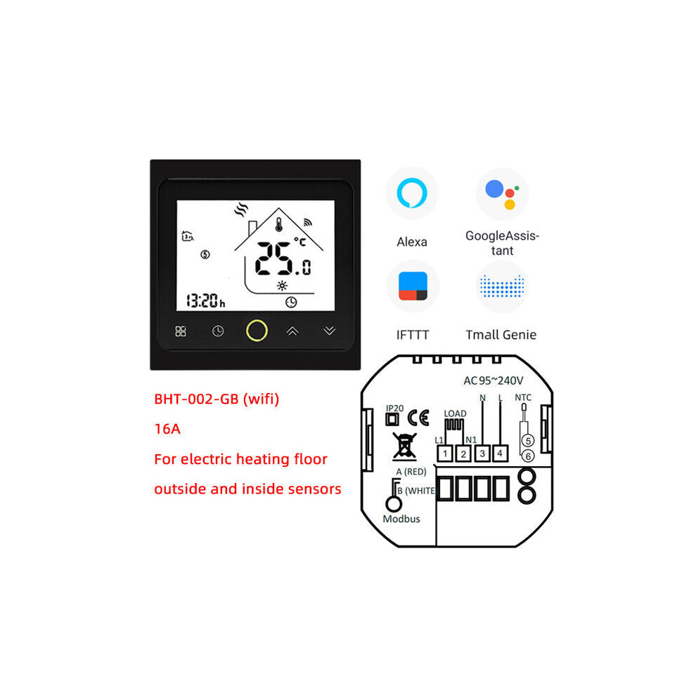 (GBLWWifi-Black) Wifi Smart Thermostat 3A Temperature Controller APP Remote Control for Water/Gas Boiler Work With Alexa Google Home