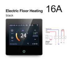 (Electric Heating-Black) WiFi Smart LCD Touch Screen Thermostat Heating Temperature Controller Works with Alexa Google Home
