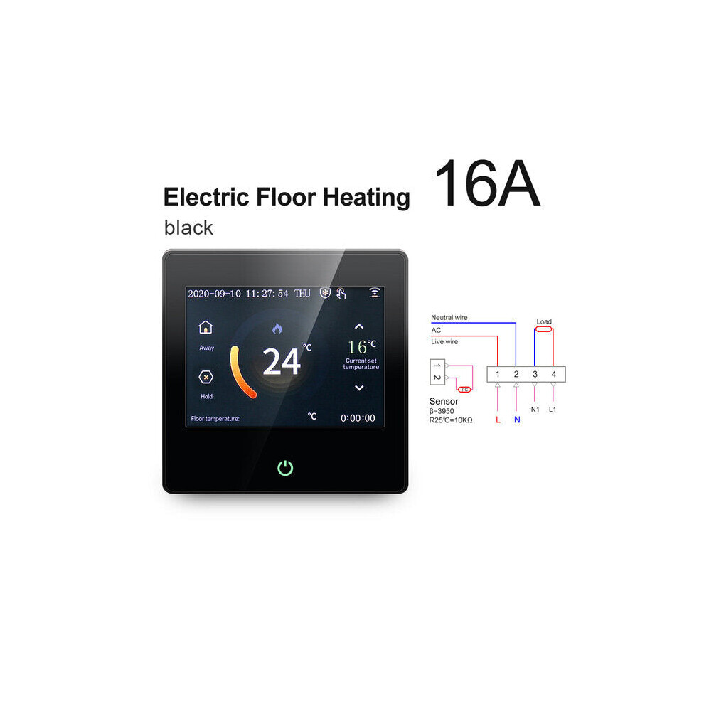 (Electric Heating-Black) WiFi Smart LCD Touch Screen Thermostat Heating Temperature Controller Works with Alexa Google Home