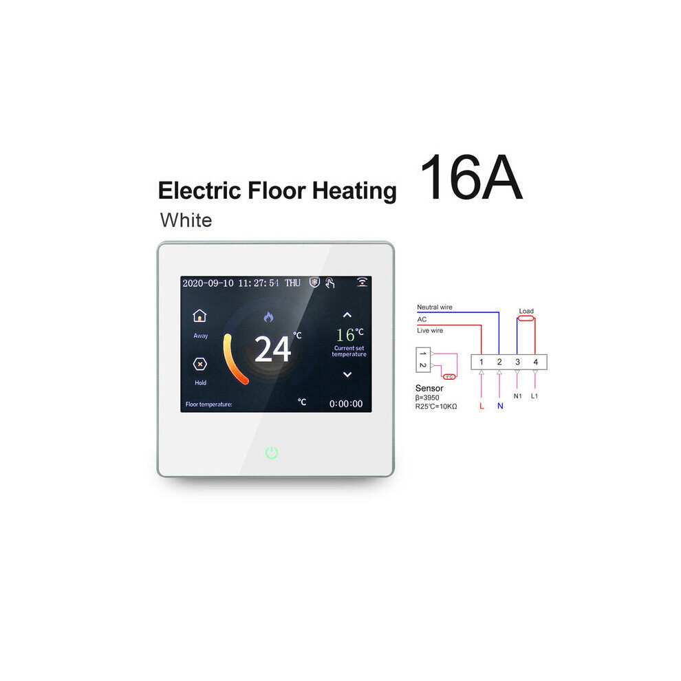 (Electric Heating-White) WiFi Smart LCD Touch Screen Thermostat Heating Temperature Controller Works with Alexa Google Home