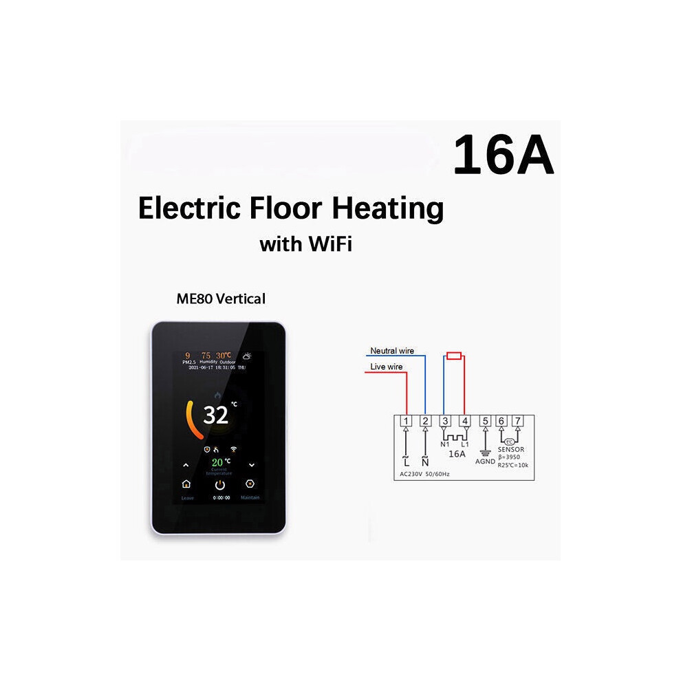 (Electric Heating) Smart 4.3" LCD Touch Color Screen Thermostat Heating Temperature Controller Works with Alexa Google Home