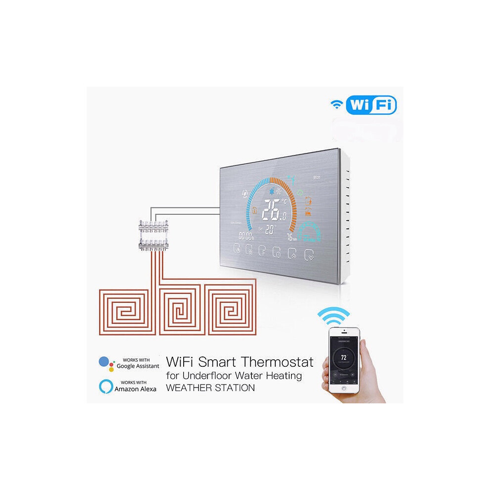 (Water Heating) WiFi Thermostat Programmable Temperature Controller Underfloor Water/Gas Boiler Weather Station Tuya Smart Alexa Voice Control