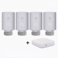(Gateway+4pcs Controller) Smart Radiator Actuator Programmable Thermostatic Radiator Valve Temperature Controller Voice Control via Alexa