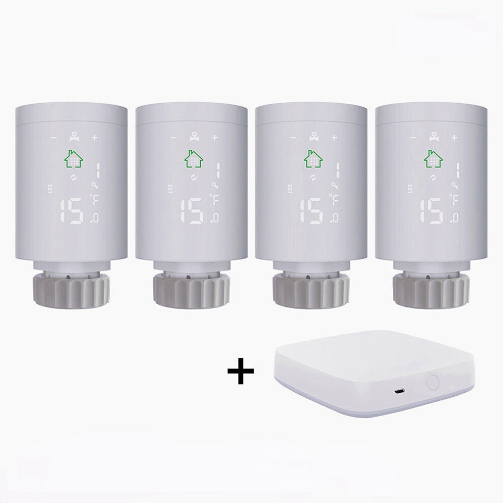 (Gateway+4pcs  Controller) Smart Radiator Actuator Programmable Thermostatic Radiator Valve Temperature Controller Voice Control via Alexa