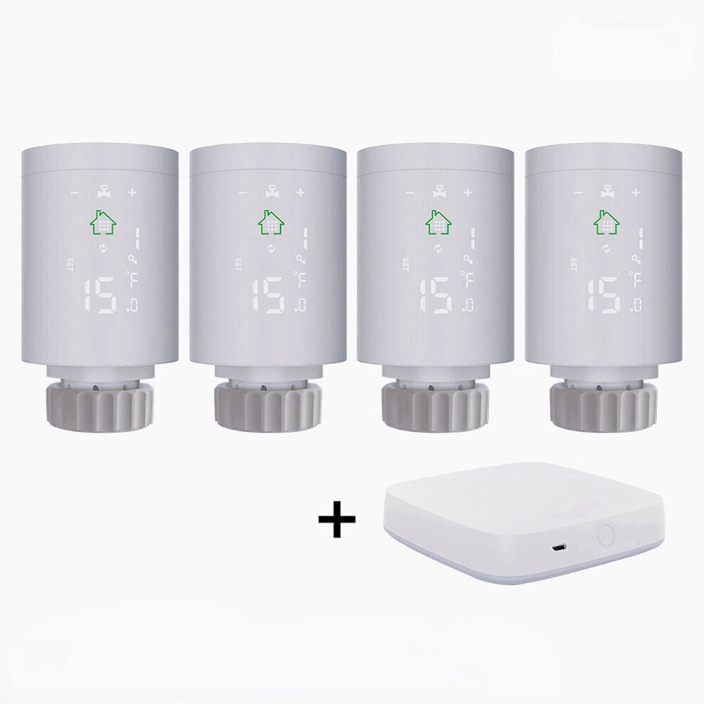 (Gateway+4Pcs Controller) Smart Radiator Actuator Programmable Thermostatic Radiator Valve Temperature Controller Voice Control Via Alexa 6112211891064