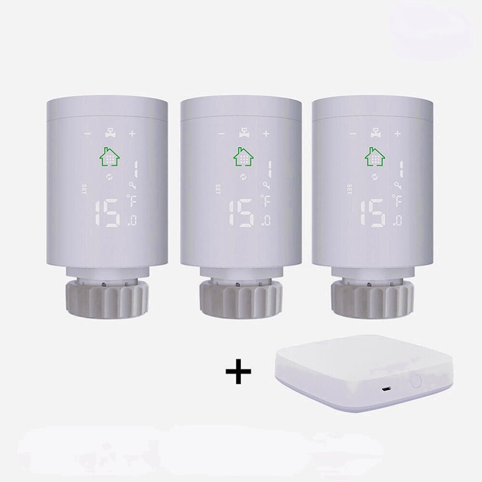 (Gateway+3pcs  Controller) Smart Radiator Actuator Programmable Thermostatic Radiator Valve Temperature Controller Voice Control via Alexa