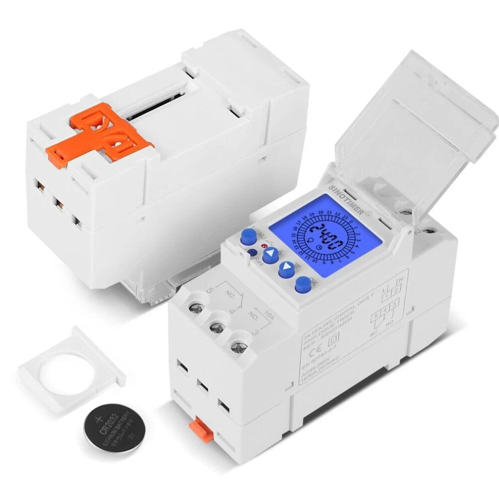 (16A) Digital Lcd Display Electronic Time Clock Din Rail 24 Hours Programmable Intelligent Analog Timer Switch,85-265V 16A/30A 6112212099001