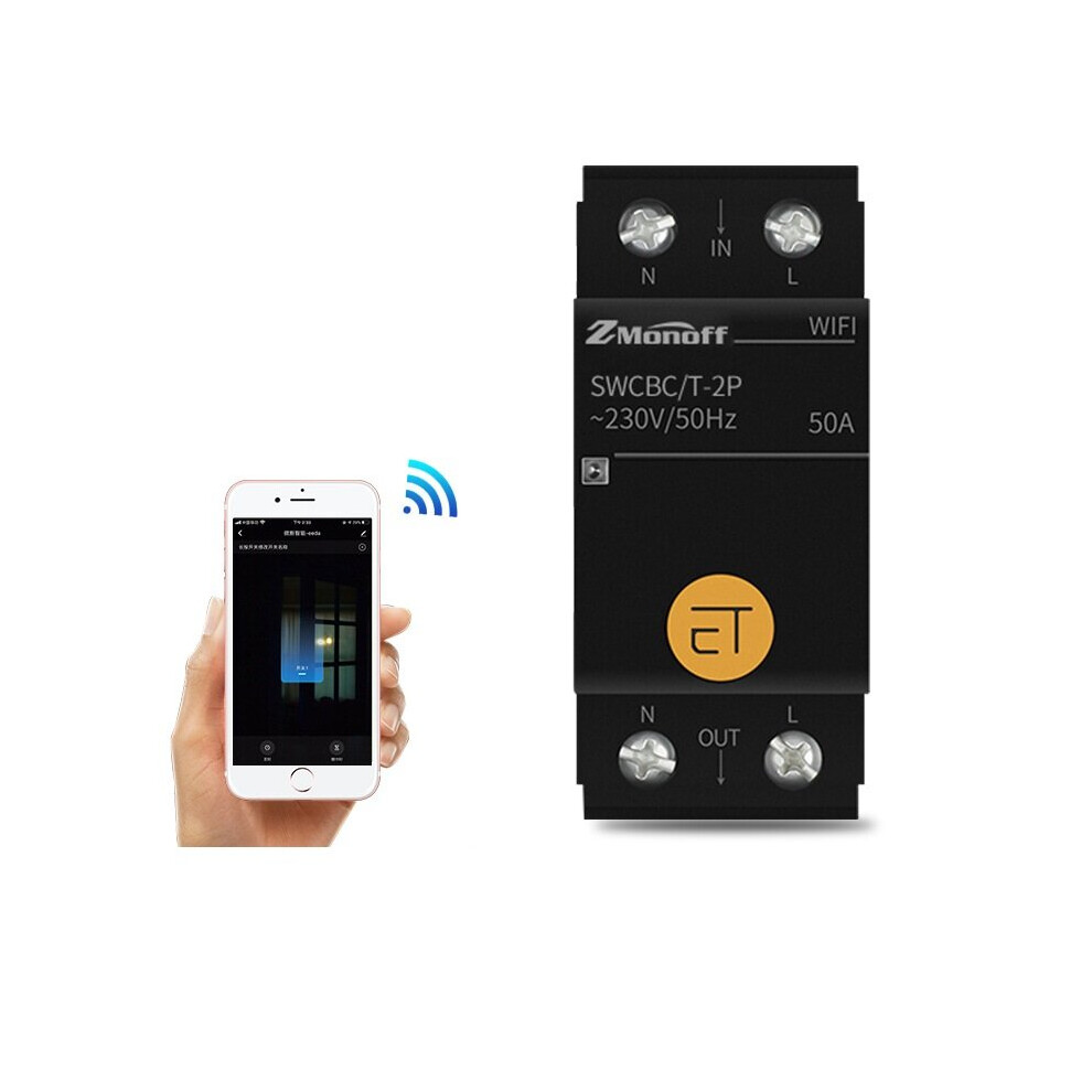 (2P 63A) WIFI Smart Circuit Breaker Wireless Remote Air Switch Voice Controller Mobile Phone Remote Control Switch,1P/2P/4P 50/63A