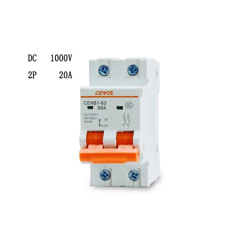 (20A) Solar Mini Circuit Breakers MCB Breakers with Short-circuit and Overload Protection Have1000V 10A 16A 25A 32A 40A 50A 63A