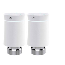 (2pcs-White) Thermostat Radiator Actuator Valve Smart Programmable TRV Temperature Controller Alexa Voice Control