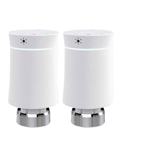 (2pcs-White) Thermostat Radiator Actuator Valve Smart Programmable TRV Temperature Controller Alexa Voice Control