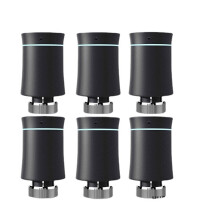 (Black 6PCS) Thermostat Radiator Actuator Valve Smart Programmable TRV Temperature Controller Alexa Voice Control