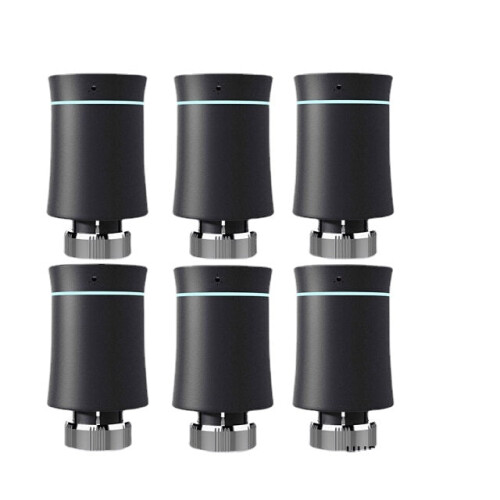 (Black 6PCS) Thermostat Radiator Actuator Valve Smart Programmable TRV Temperature Controller Alexa Voice Control
