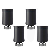 (Black 4pcs) Thermostat Radiator Actuator Valve Smart Programmable TRV Temperature Controller Alexa Voice Control