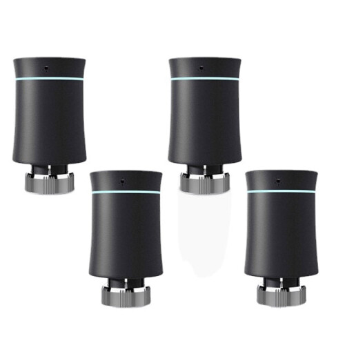 (Black 4pcs) Thermostat Radiator Actuator Valve Smart Programmable TRV Temperature Controller Alexa Voice Control