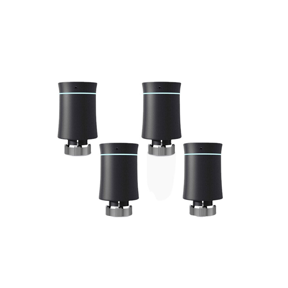 (Black 4pcs) Thermostat Radiator Actuator Valve Smart Programmable TRV Temperature Controller Alexa Voice Control